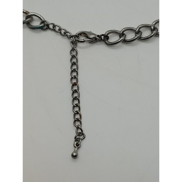 Women's Multi-Strand Necklace Beads & Stones Sliver Tone Adjustable Chain - Picture 7 of 12